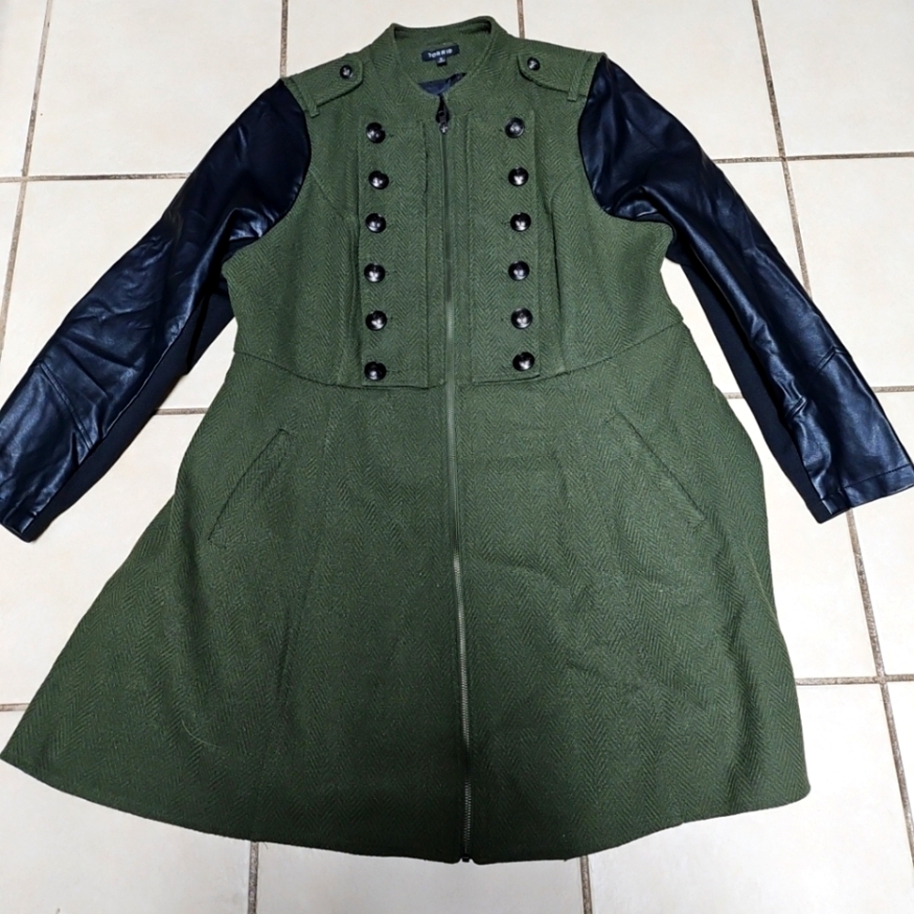 Torrid Green and Black Trench Coat Military Style